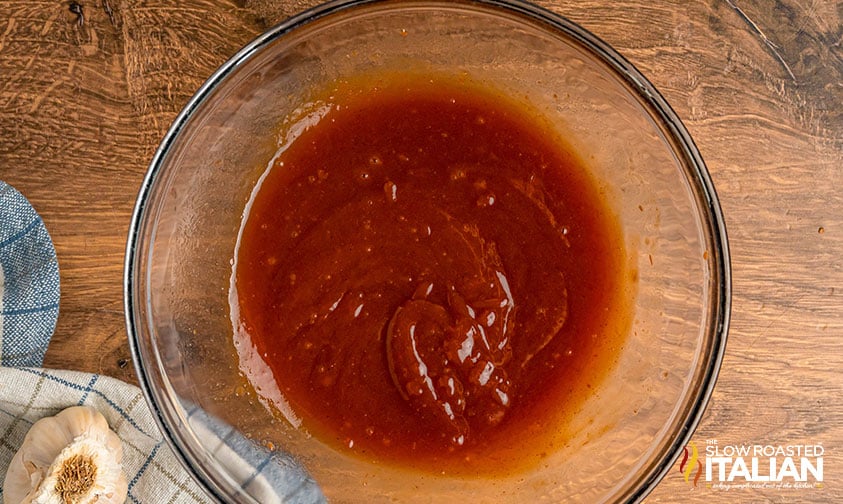 whisked BBQ sauce, brown sugar, and apple cider vinegar for the glaze