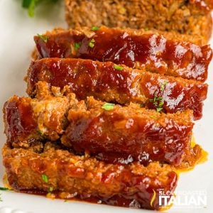 closeup of Boston Market Meatloaf copycat recipe