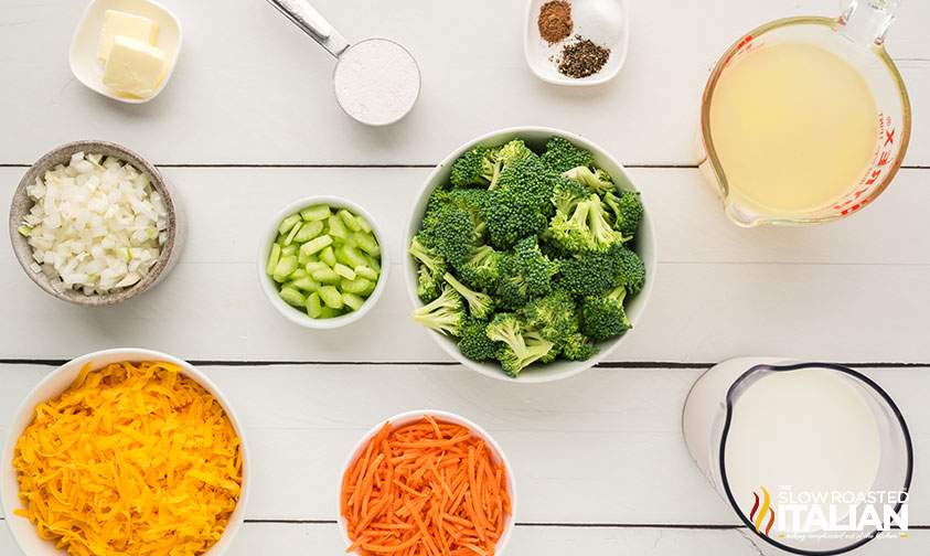 ingredients for Panera Broccoli Cheddar Soup Recipe