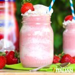 closeup of Dreamy Creamy Strawberry Milkshake Recipe