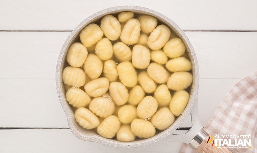 boiled gnocchi in a pot