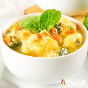 closeup of homemade gnocchi soup recipe