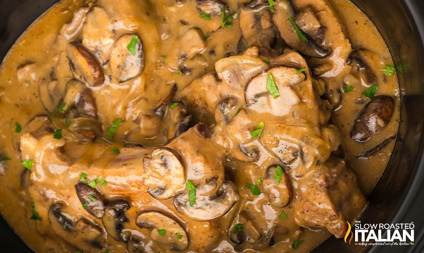 pork chops with mushroom soup in the slow cooker