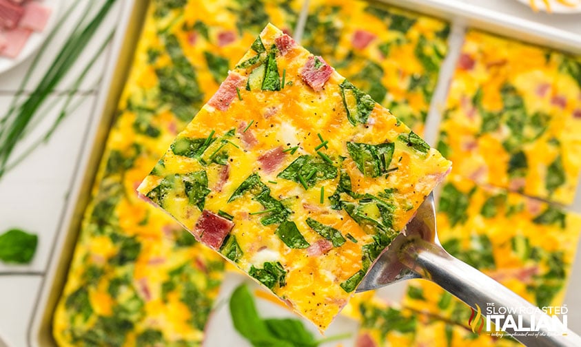 closeup of easy sheet pan eggs