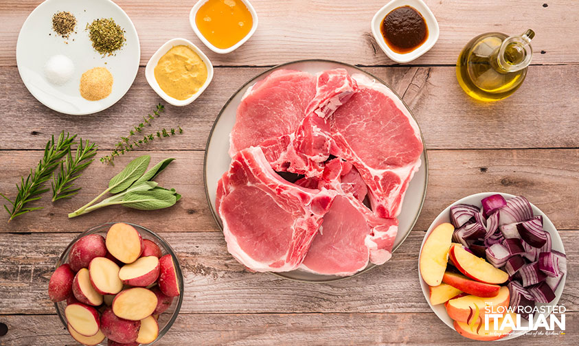 ingredients for sheet pan pork chops