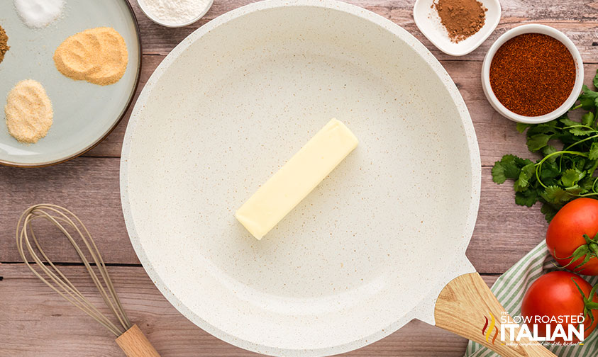 stick of butter in a skillet