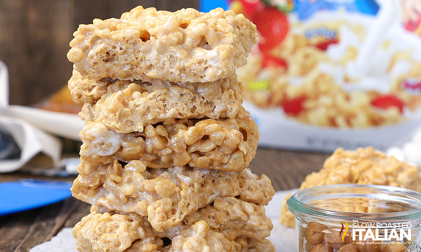 stacked salted caramel rice krispie treats