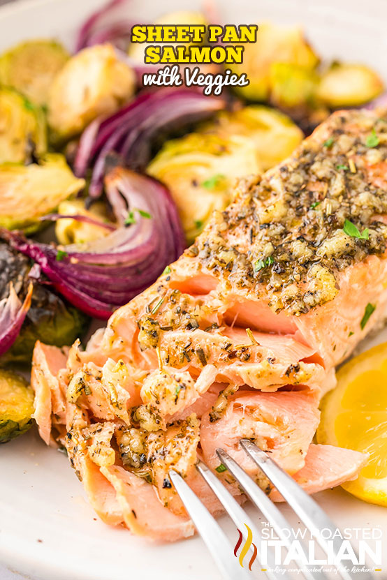 titled: Sheet Pan Salmon with Veggies