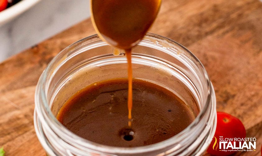 Simple Balsamic Vinaigrette Recipe in a jar.