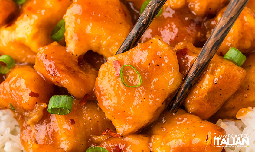 closeup of firecracker chicken recipe