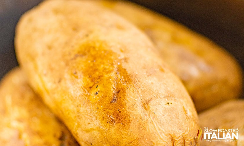 closeup of instant pot baked potatoes