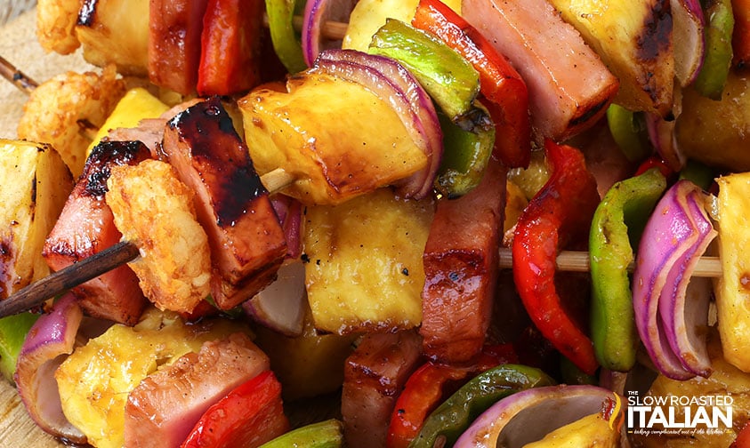 close up: grilled Hawaiian skewers